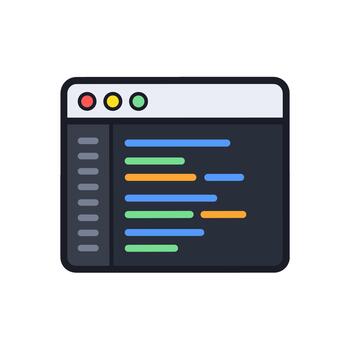 oscuro código editor ventana interfaz icono vector