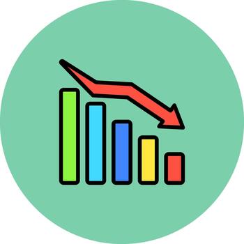 Performance Decrease Icons, Color Outline Style vector