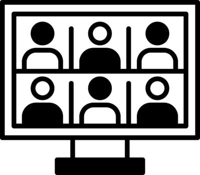 Virtual Class Semi Solid Icon Digital Classroom vector
