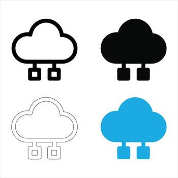 Cloud computing icon set featuring different styles and variations vector
