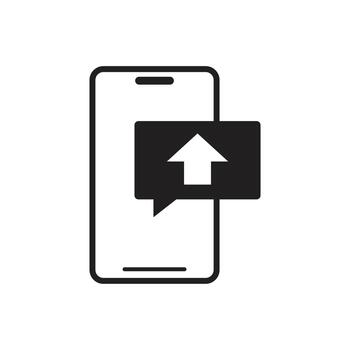 teléfono inteligente nube datos subir flecha sólido icono vector