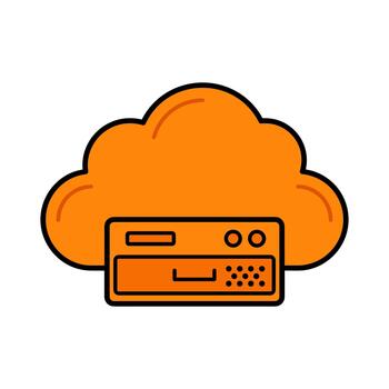 Orange cloud computing server storage icon vector