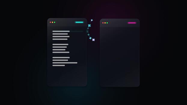 Code Migration Between Two Dark Programming Editor Windows Highlighting Efficient Data Transfer and Modern Software Development Workflow video