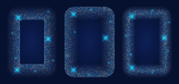 Three Rectangular Frames with Snowflakes and a Halftone Effect vector
