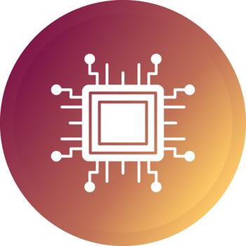UPC procesador núcleo chip hardware glifo diseño degradado botón vector