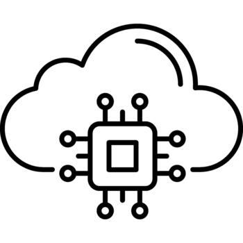 nube informática y pastilla tecnología icono para artificial inteligencia datos Procesando línea ilustración vector