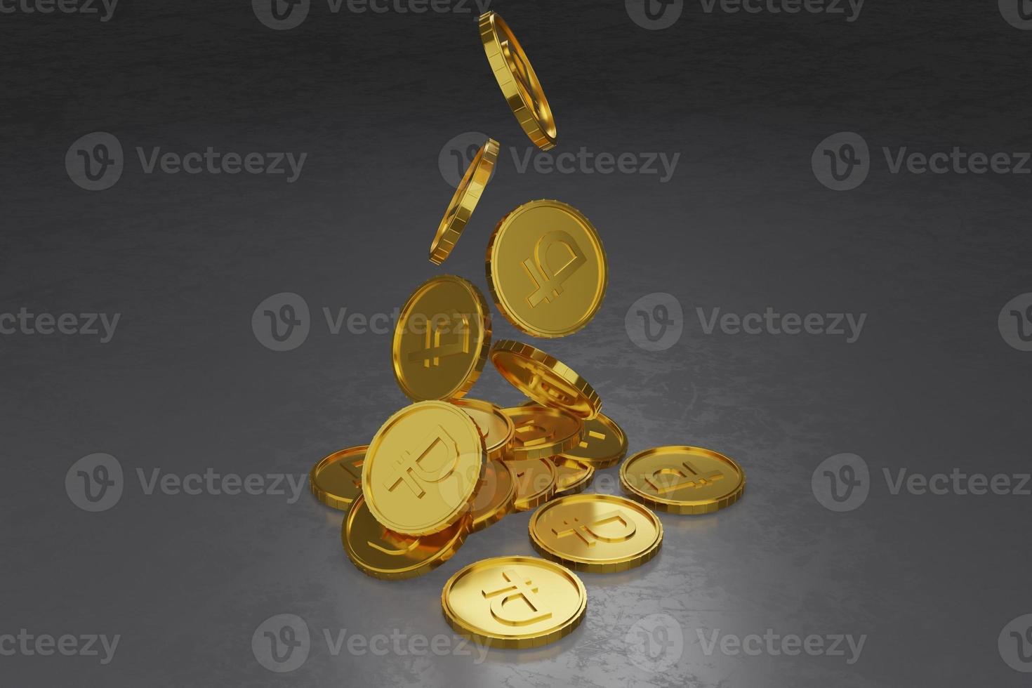 Rendering 3D della moneta d'oro in valuta russa foto