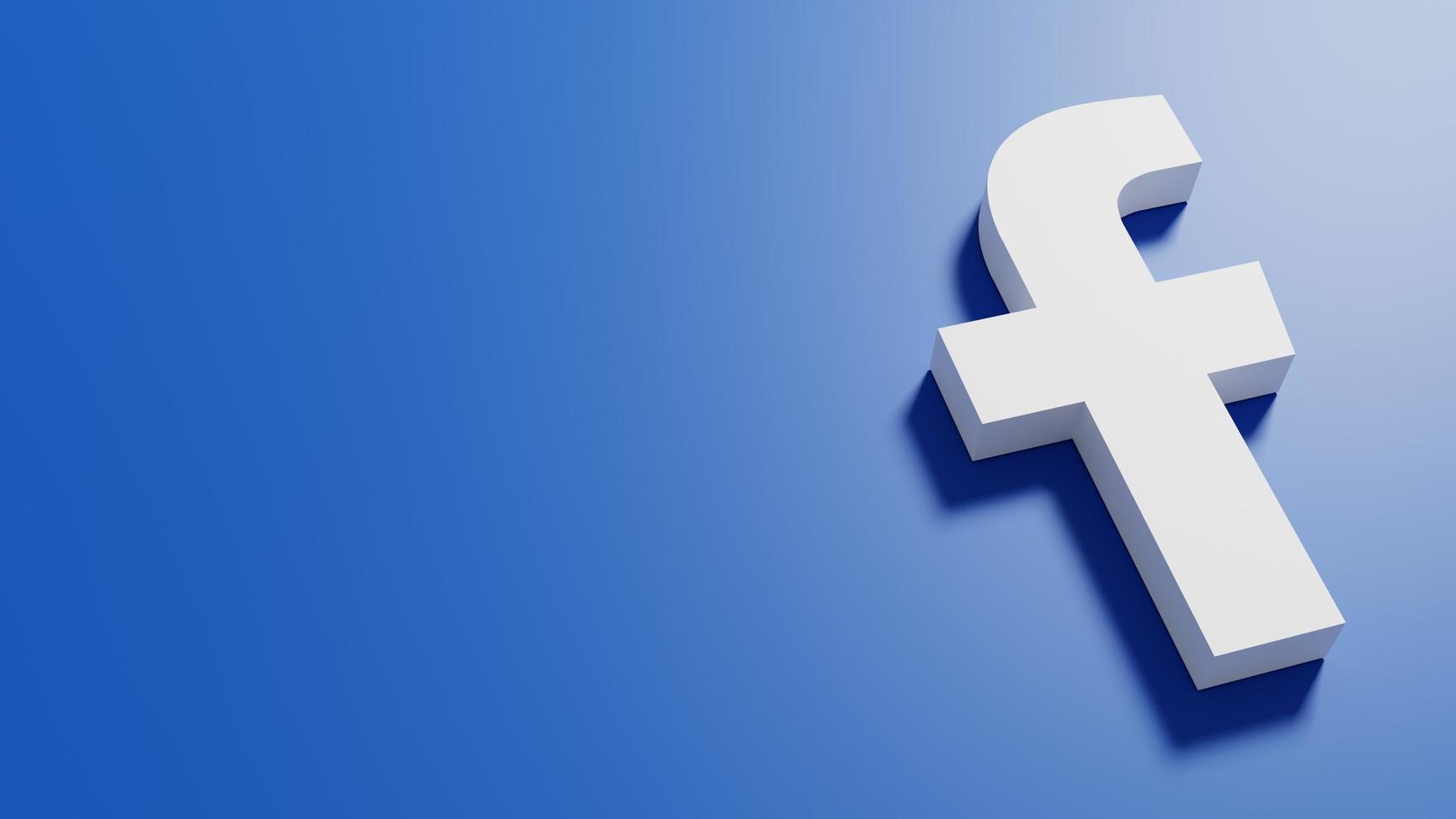 3d rendering illustrazione logo facebook su sfondo blu sfumato foto