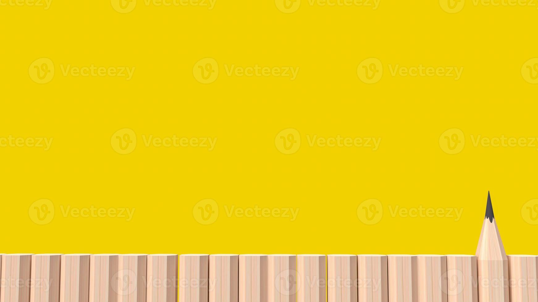 il legno della matita su sfondo giallo per il rendering 3d di contenuti educativi o aziendali foto