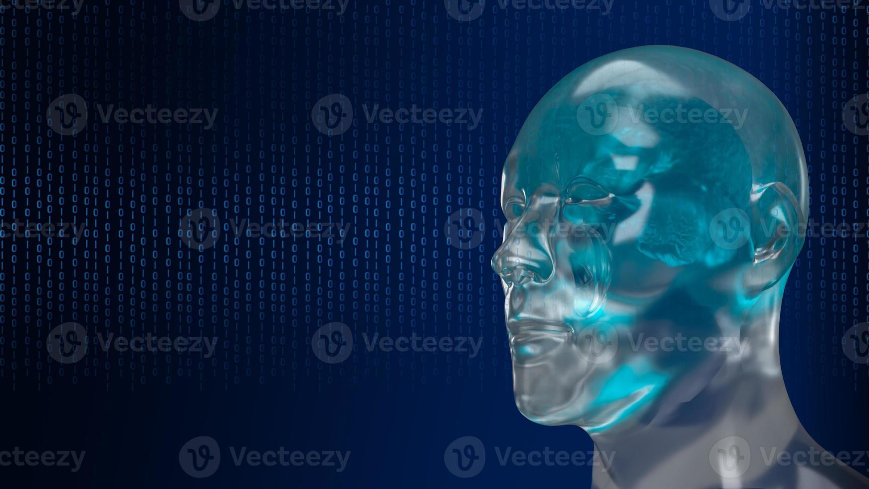 la testa umana robotica con il volto dell'elemento grafico rappresenta l'intelligenza artificiale e il concetto di apprendimento automatico del rendering 3d foto
