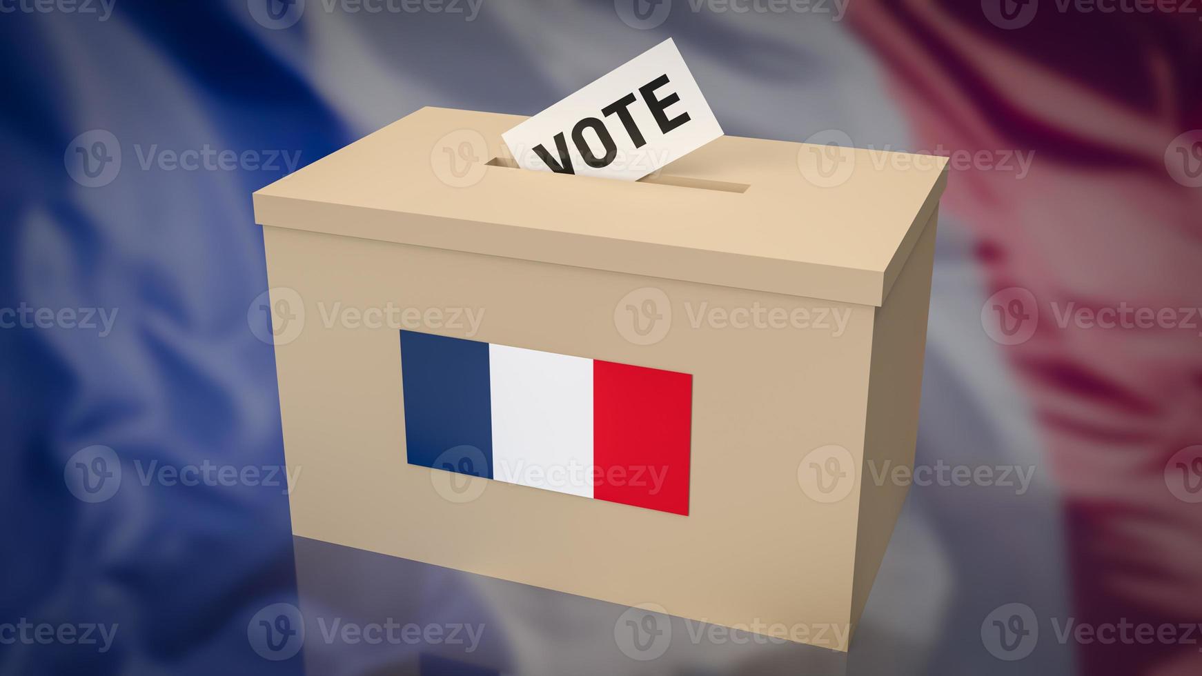 la casella e la scheda di voto per il rendering 3d delle elezioni presidenziali francesi foto