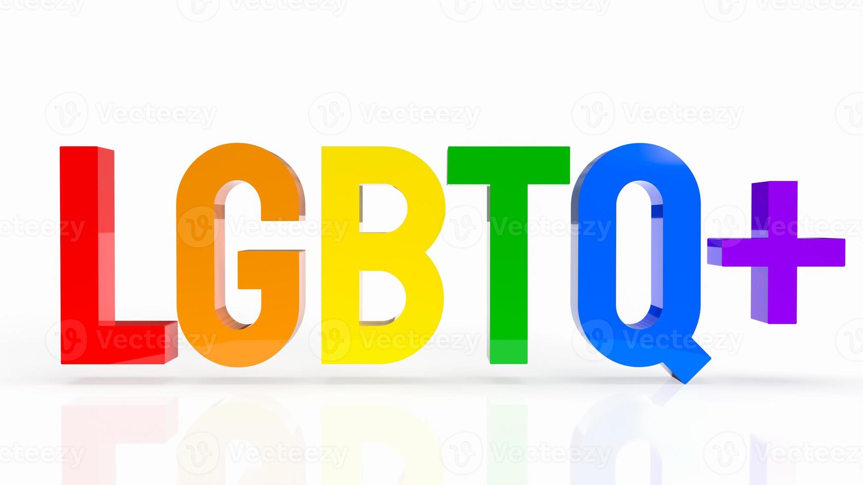 il testo lgbtq multi colore su sfondo bianco per il rendering 3d del concetto transgender foto
