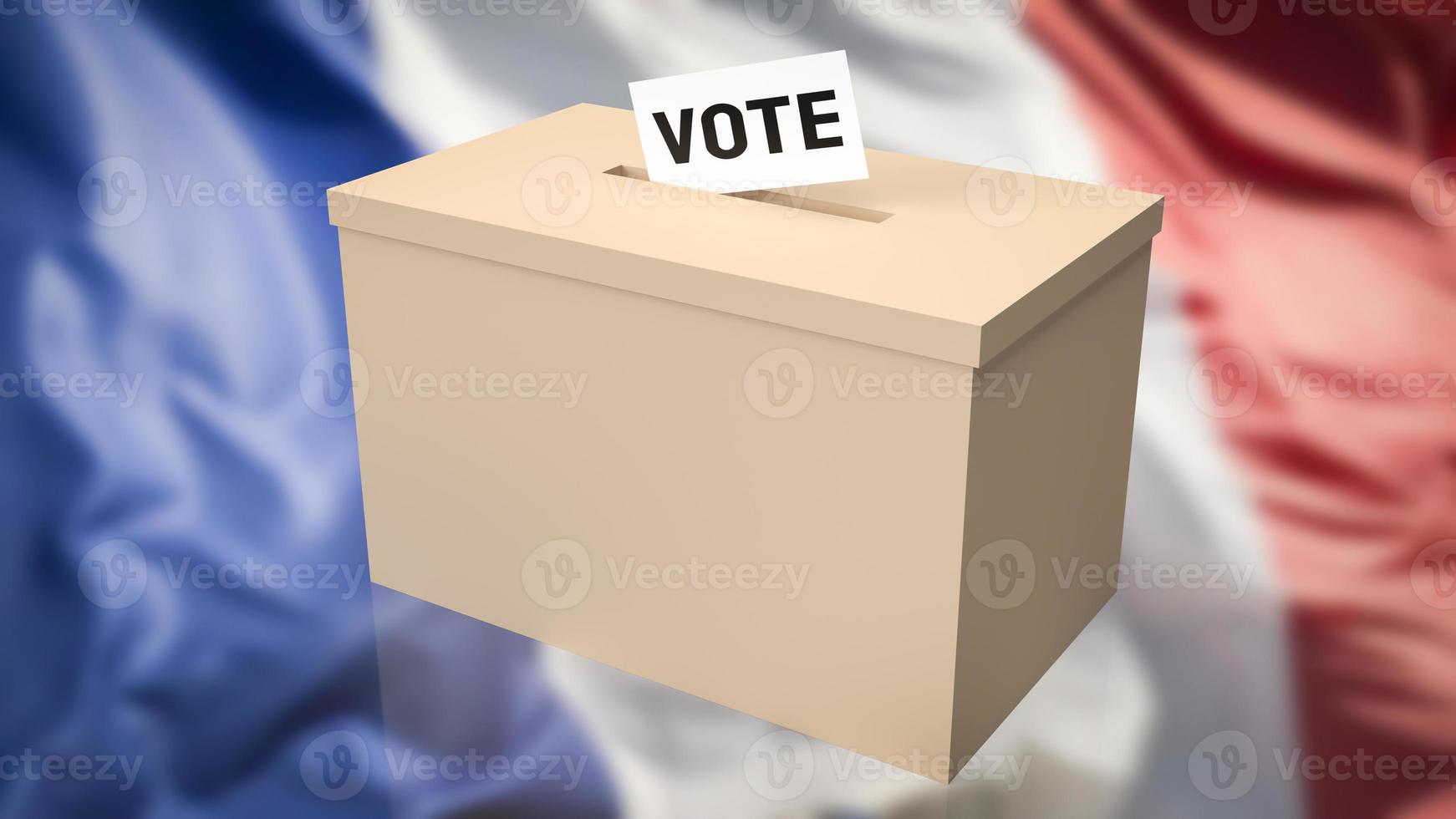 la casella e la scheda di voto per il rendering 3d delle elezioni presidenziali francesi foto