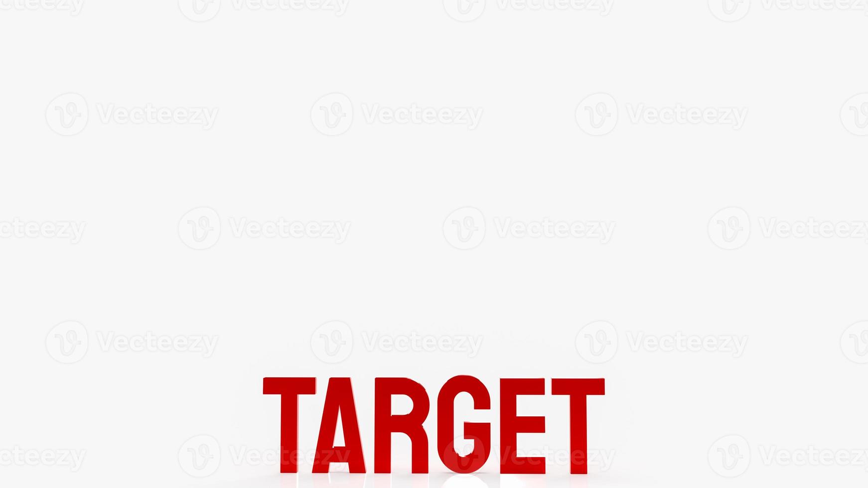 la parola target rossa e gli scacchi su sfondo bianco per il rendering 3d del concetto di business foto