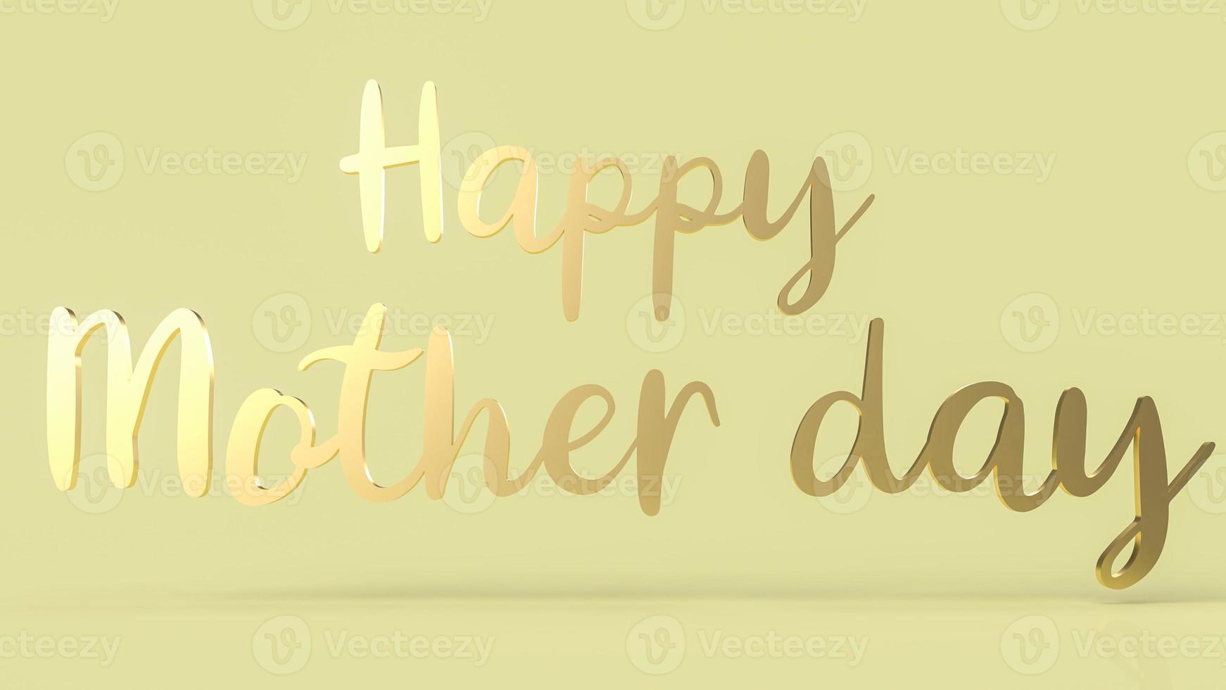 il testo oro felice festa della mamma su sfondo giallo per il concetto di festa della mamma rendering 3d foto