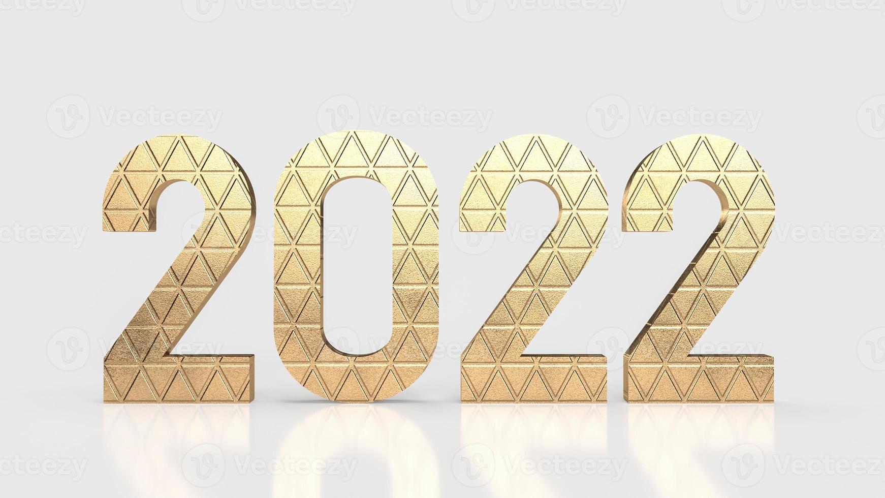 il numero d'oro 2022 su sfondo bianco per il rendering 3d di concetto di nuovo anno o business foto