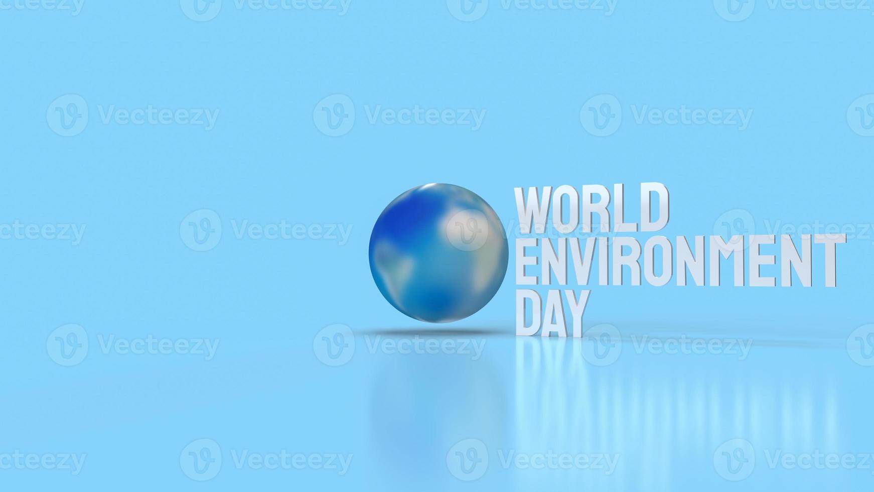 la terra e la parola bianca per il rendering 3d del concetto di giornata mondiale dell'ambiente foto