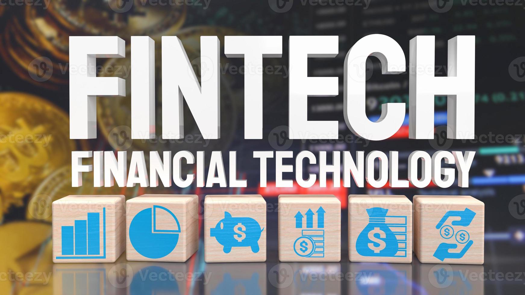 la parola fintech sul background aziendale per il rendering 3d del concetto di tecnologia foto