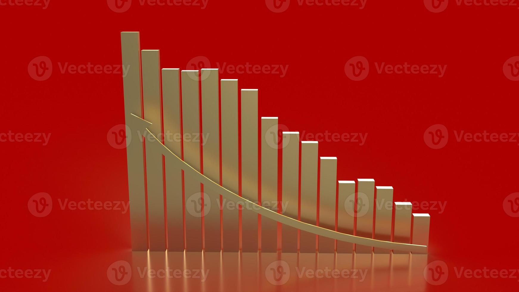 il grafico e la freccia dell'oro per il rendering 3d del concetto di business foto