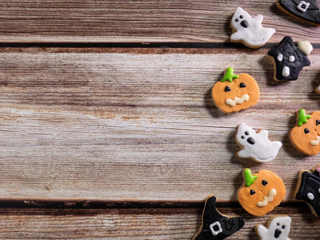 biscotti di pan di zenzero di Halloween per cibo e concetto di vacanza foto