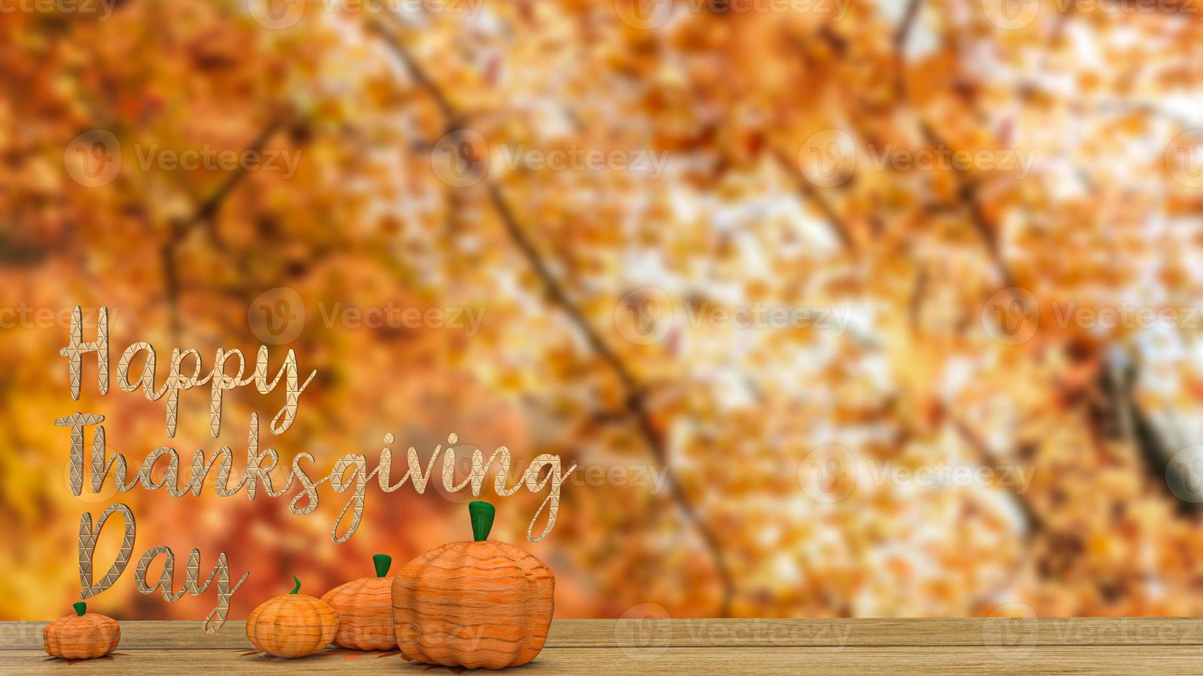 zucca nella stagione autunnale per il rendering 3d del concetto di ringraziamento foto