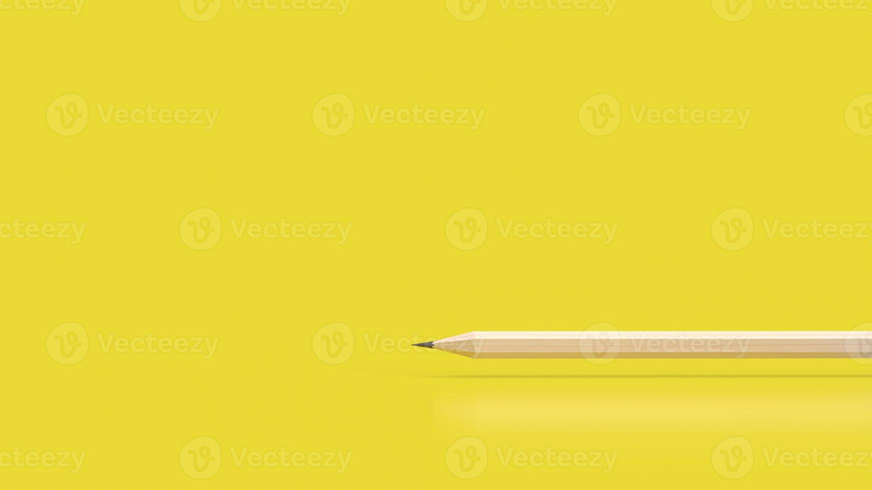 matita su sfondo giallo per l'istruzione o il concetto creativo rendering 3d foto