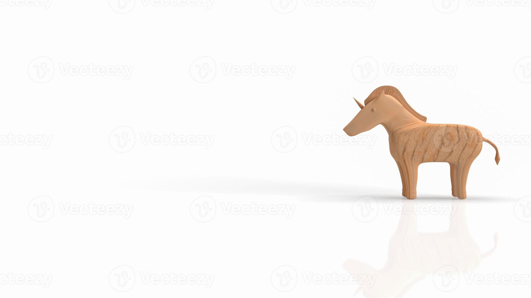 il legno di unicorno su sfondo bianco per il rendering 3d del concetto di business foto