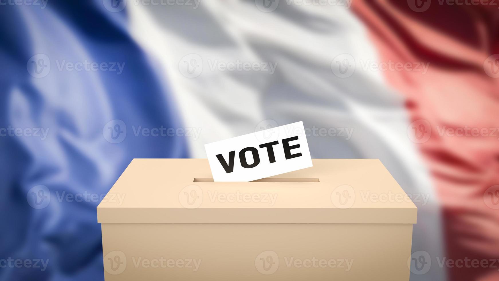 la casella e la scheda di voto per il rendering 3d delle elezioni presidenziali francesi foto