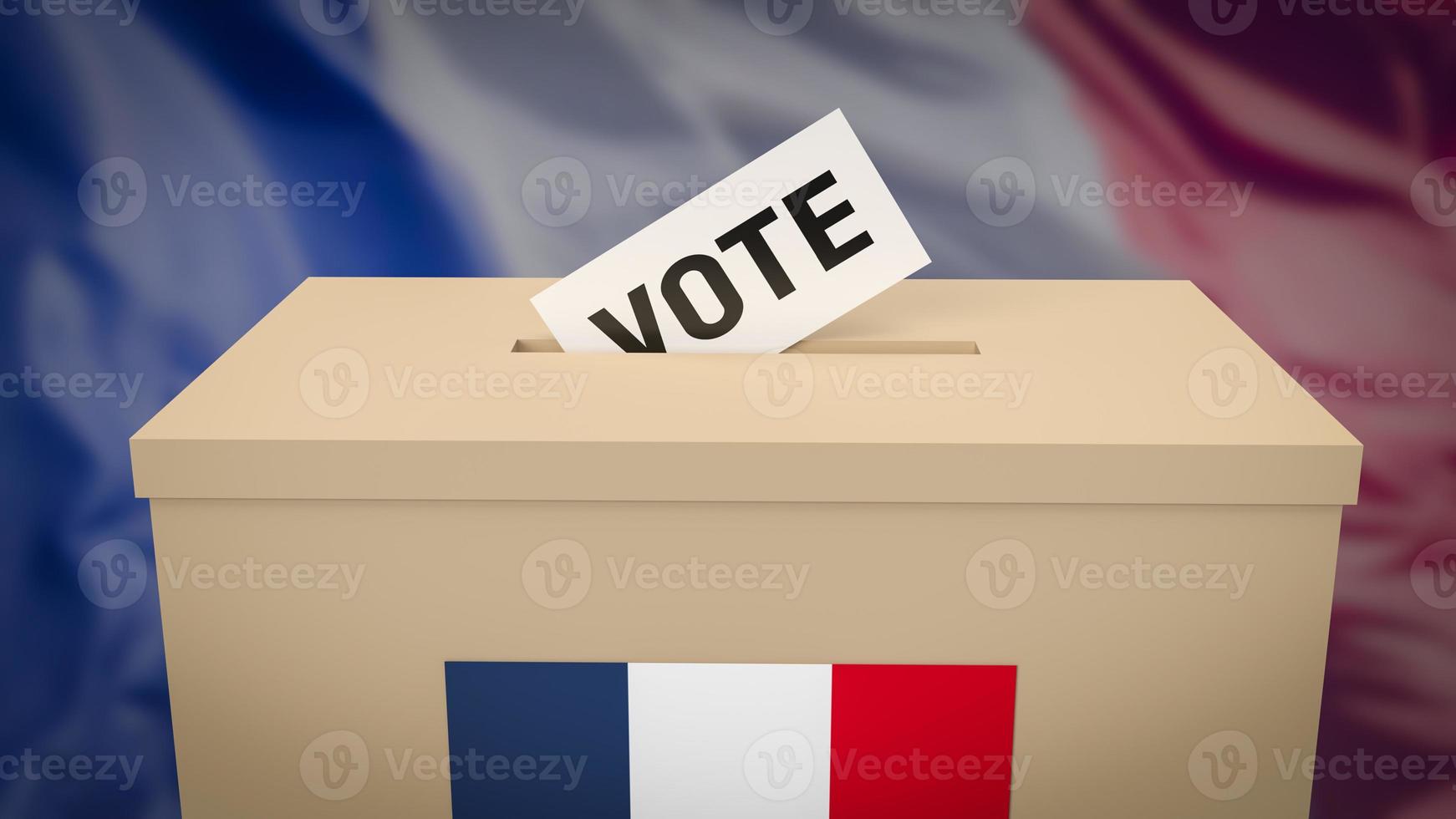 la casella e la scheda di voto per il rendering 3d delle elezioni presidenziali francesi foto
