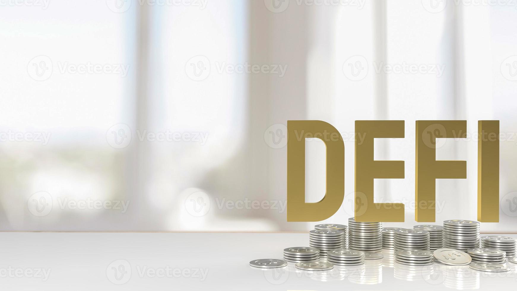 l'oro defibrilla la parola e le monete d'argento per il rendering 3d del concetto di valuta criptata o aziendale. foto
