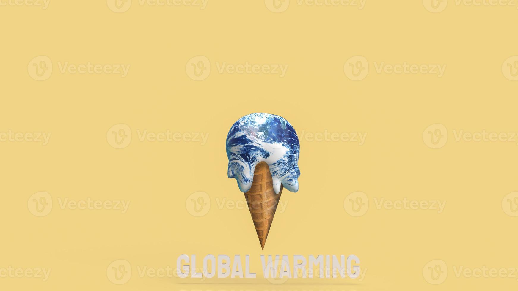 il concetto di fusione del gelato terrestre per il rendering 3d globale di vermifughi foto