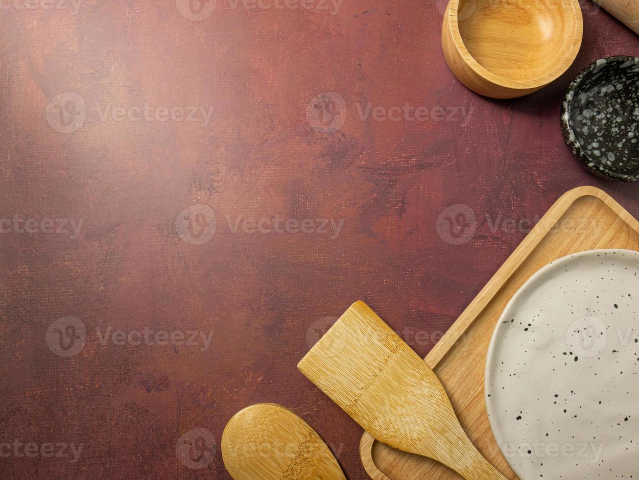 l'immagine piatta dell'attrezzatura da cucina per il concetto di cibo foto