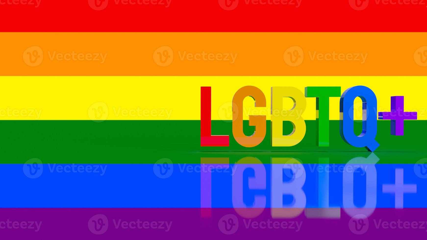 il testo lgbtq multicolore per il rendering 3d del concetto transgender foto