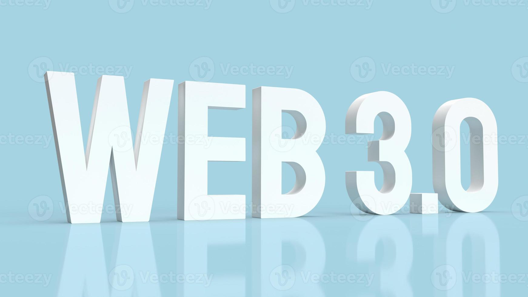 il web 3.0 testo bianco su sfondo blu per il rendering 3d del concetto di tecnologia foto