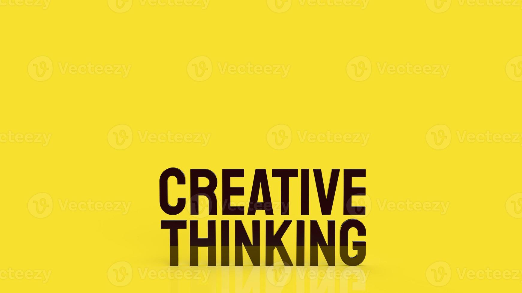 la parola di pensiero creativo su sfondo giallo per il rendering 3d del concetto di idea foto