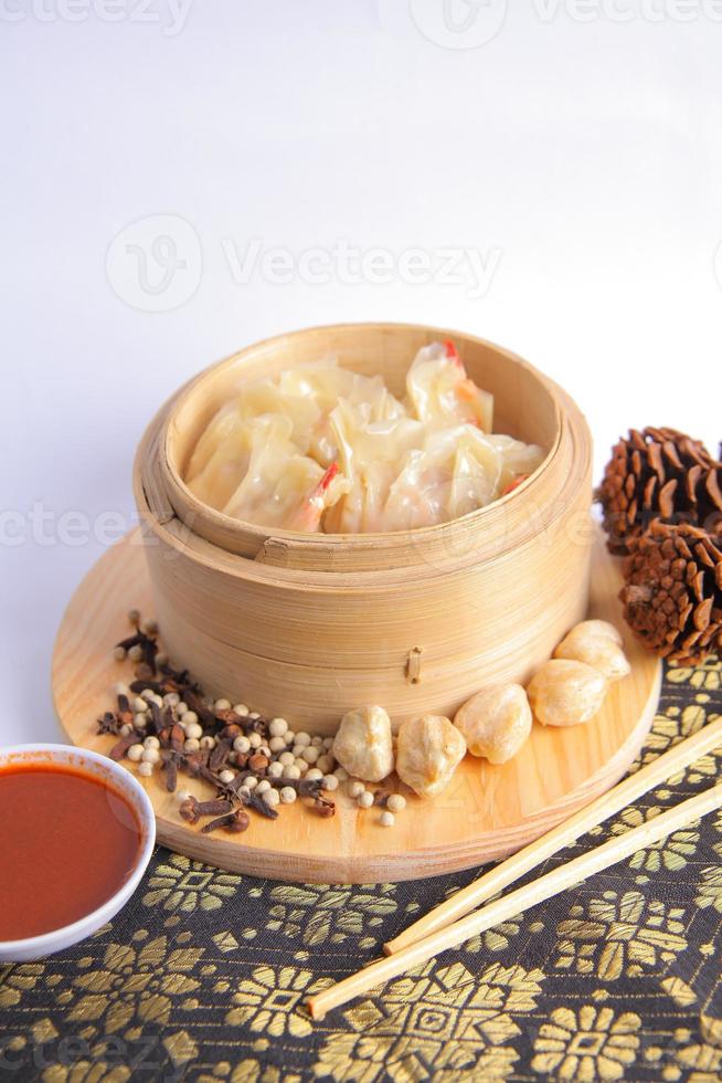 gamberetti dimsum cibo cinese salsa deliziosa e piccante foto