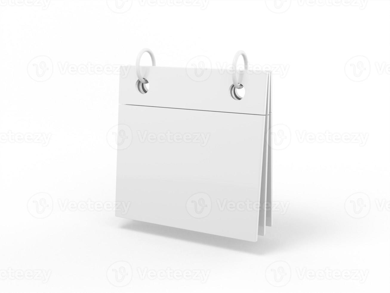 calendario da tavolo bianco a un colore su sfondo bianco piatto. oggetto di design minimalista. Elemento dell'interfaccia ui ux dell'icona di rendering 3d. foto