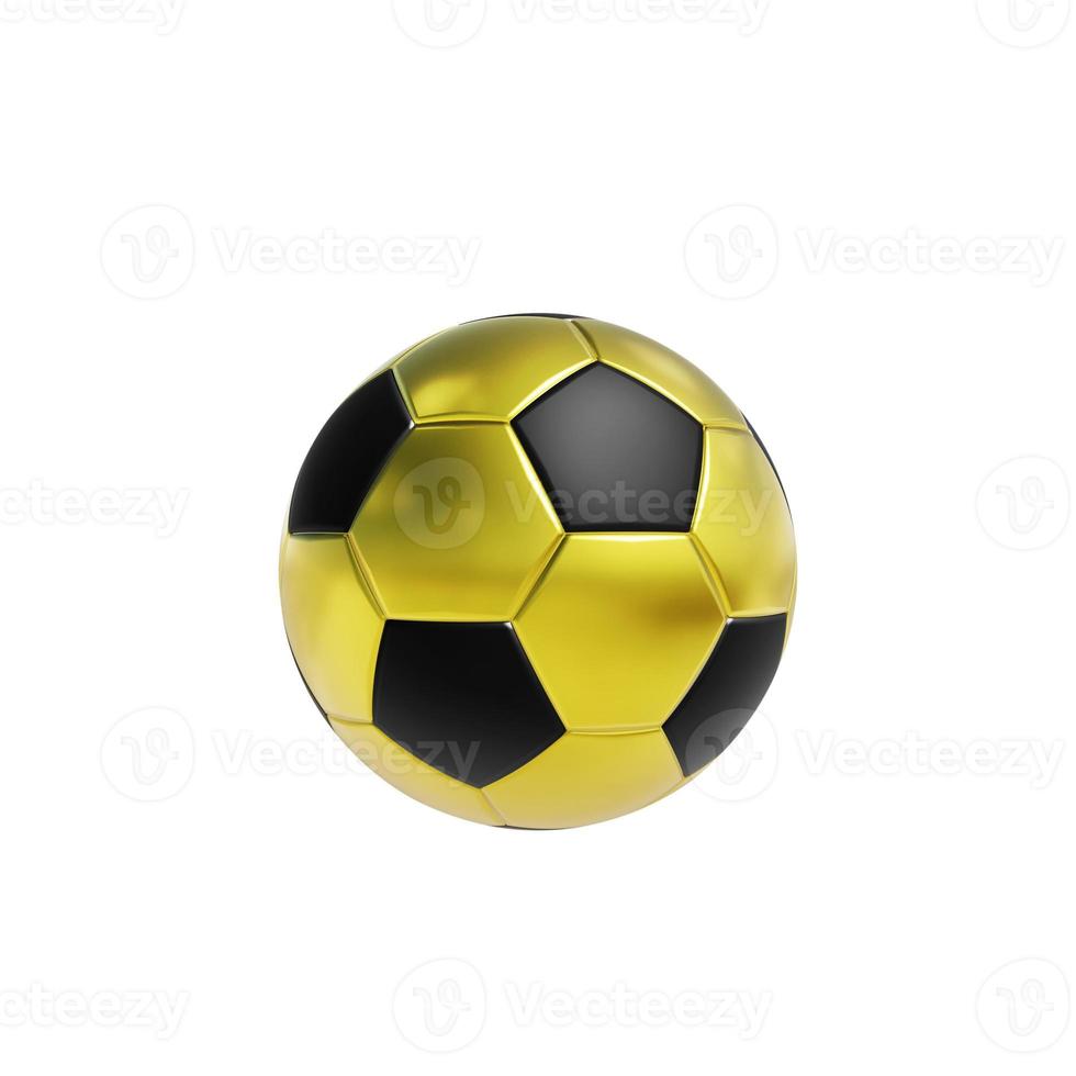 pallone da calcio dorato su sfondo bianco. rendering 3D foto