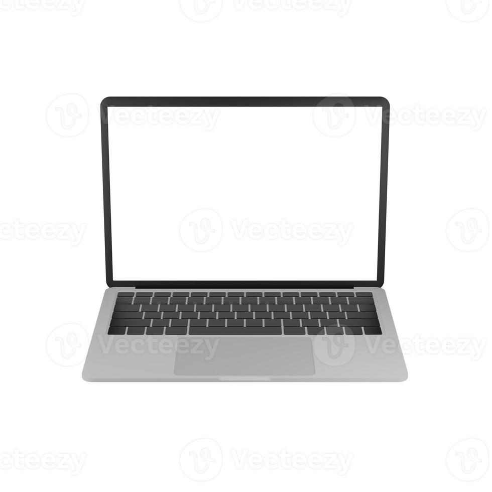vista frontale del laptop vuoto. stile realistico. illustrazione isolato su sfondo bianco. foto