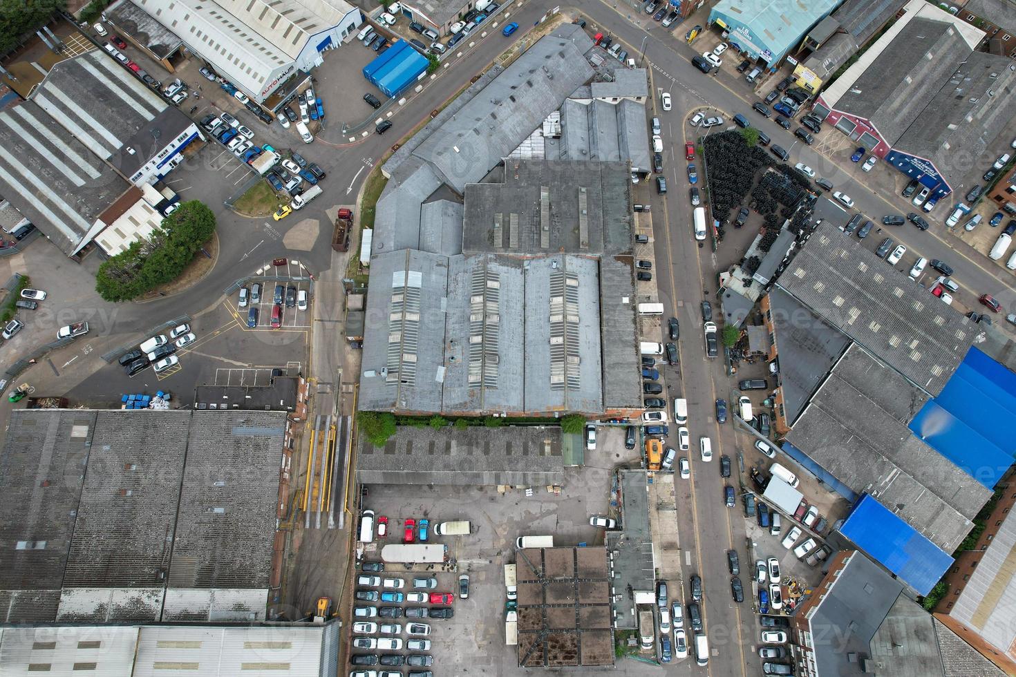 riprese aeree ad alto angolo della zona industriale di Dallow nella città di Luton, in Inghilterra, Regno Unito foto