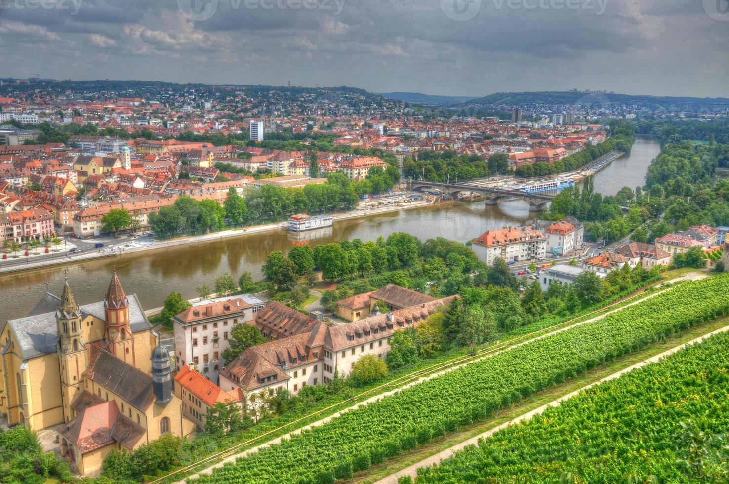 vista a wurzburg dal castello della fortezza di marienberg, wurzburg, ba foto