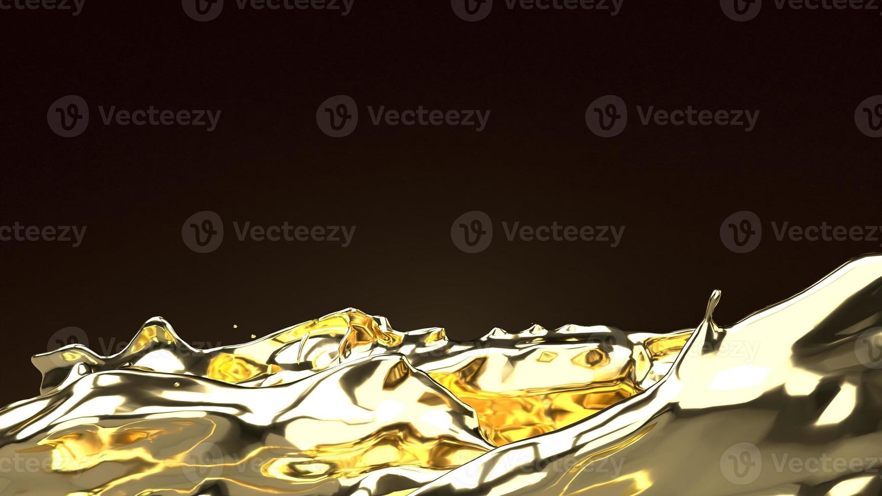 liquido d'oro su rendering 3d nero per sfondo astratto. foto