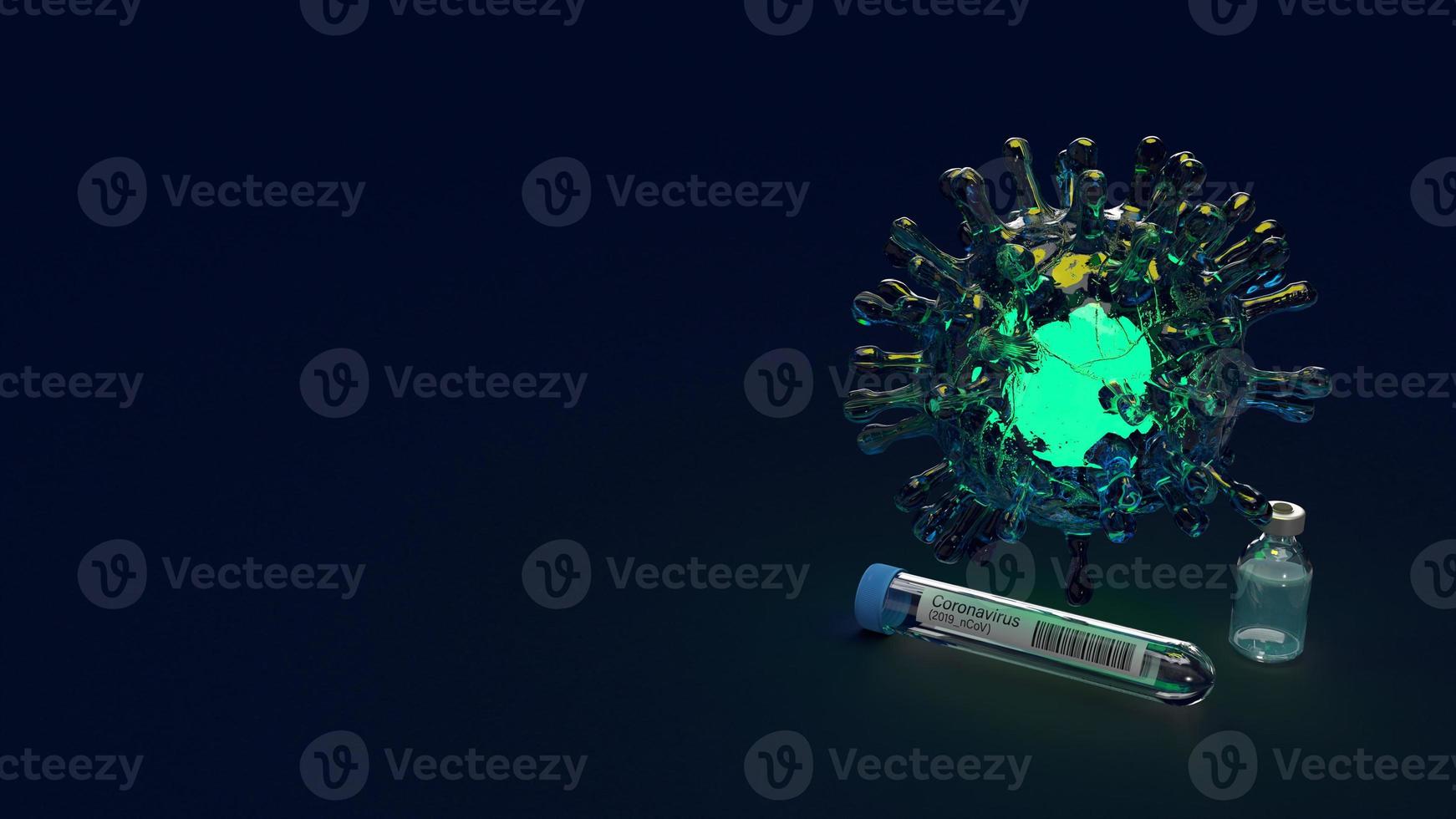 microrganismo virus covid 19 rendering 3d per contenuto medico. foto