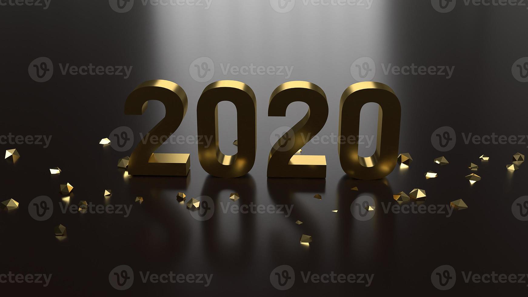 Rendering 3d 2020 numero d'oro per il concetto di nuovo anno. foto