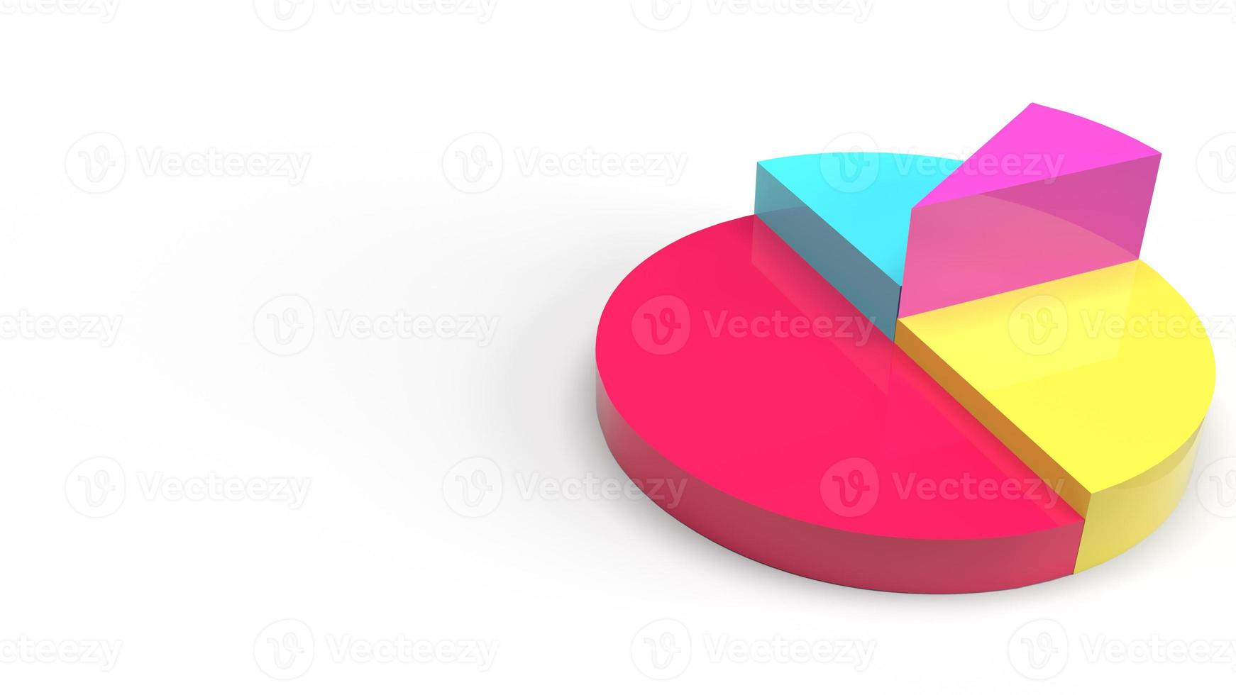 grafico a torta multicolore rendering 3d su sfondo bianco per contenuti aziendali. foto