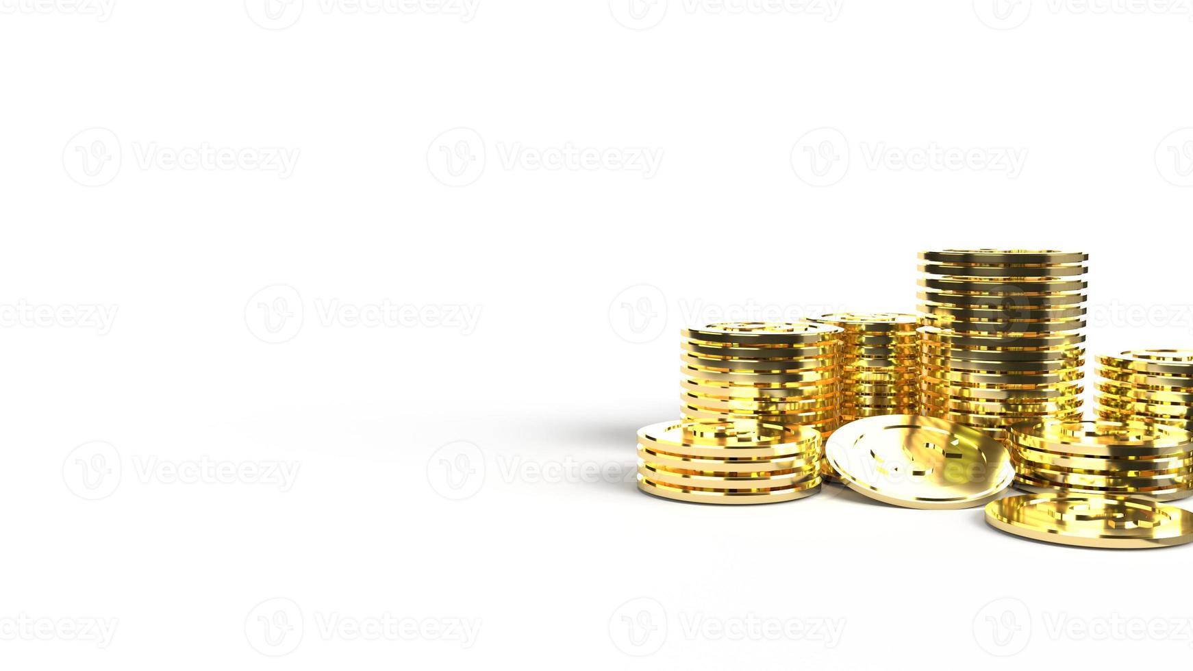 il rendering 3d del gruppo di monete d'oro su sfondo bianco per contenuti aziendali. foto