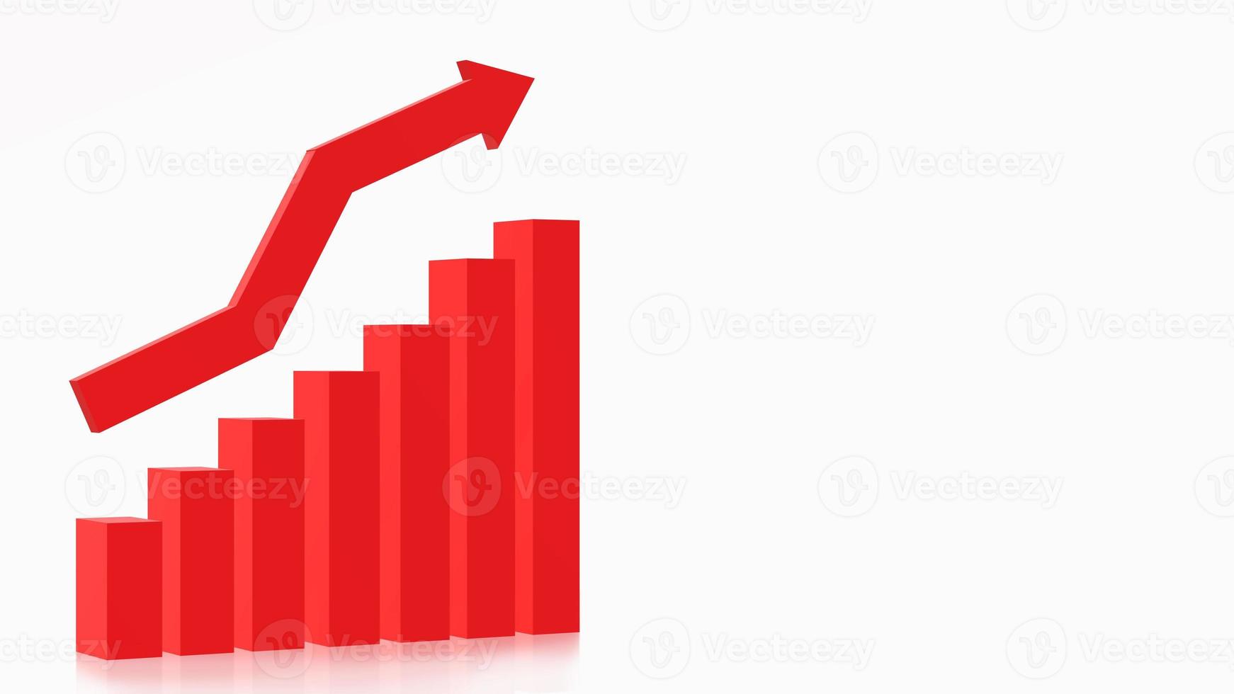 Grafico a freccia rossa 3d per la progettazione di contenuti aziendali. foto