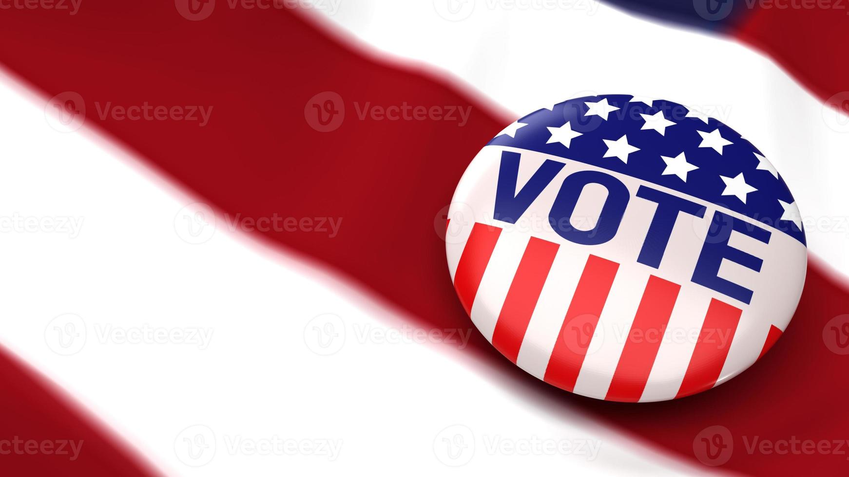 distintivo di voto americano sulla bandiera per il rendering 3d di contenuti sociali foto