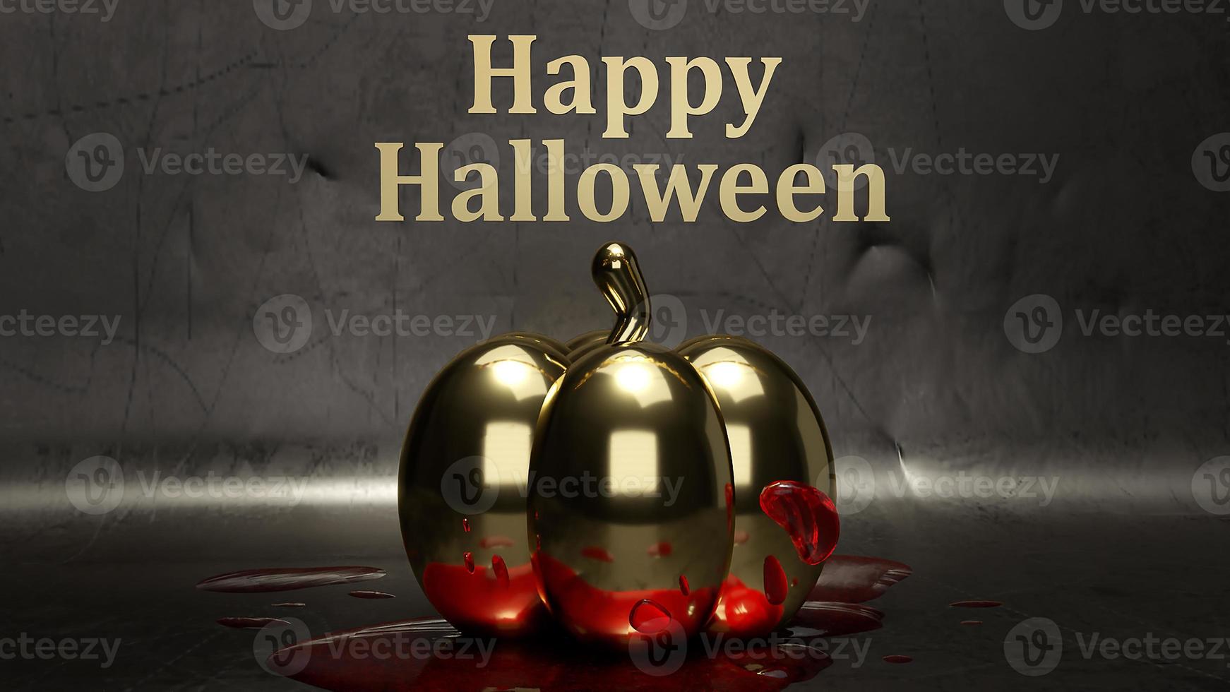 rendering 3d di zucca e sangue d'oro per il concetto di halloween. foto