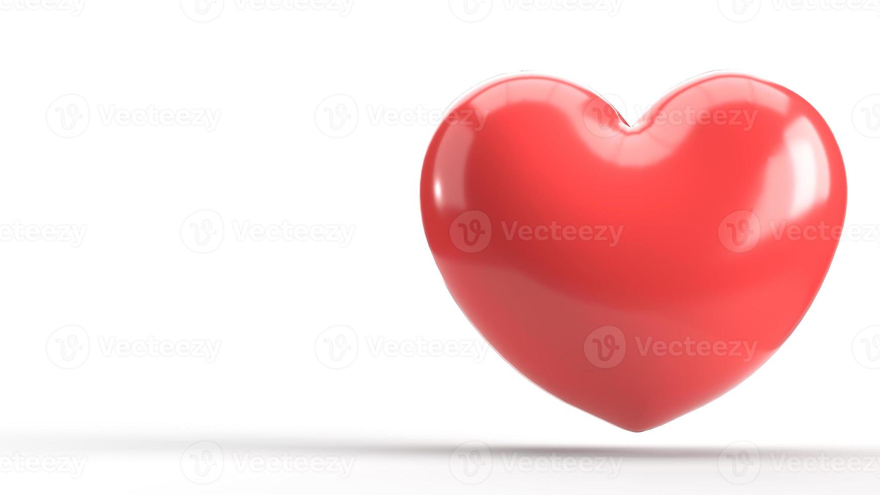 rendering 3d del cuore rosso su bianco per il contenuto di San Valentino. foto